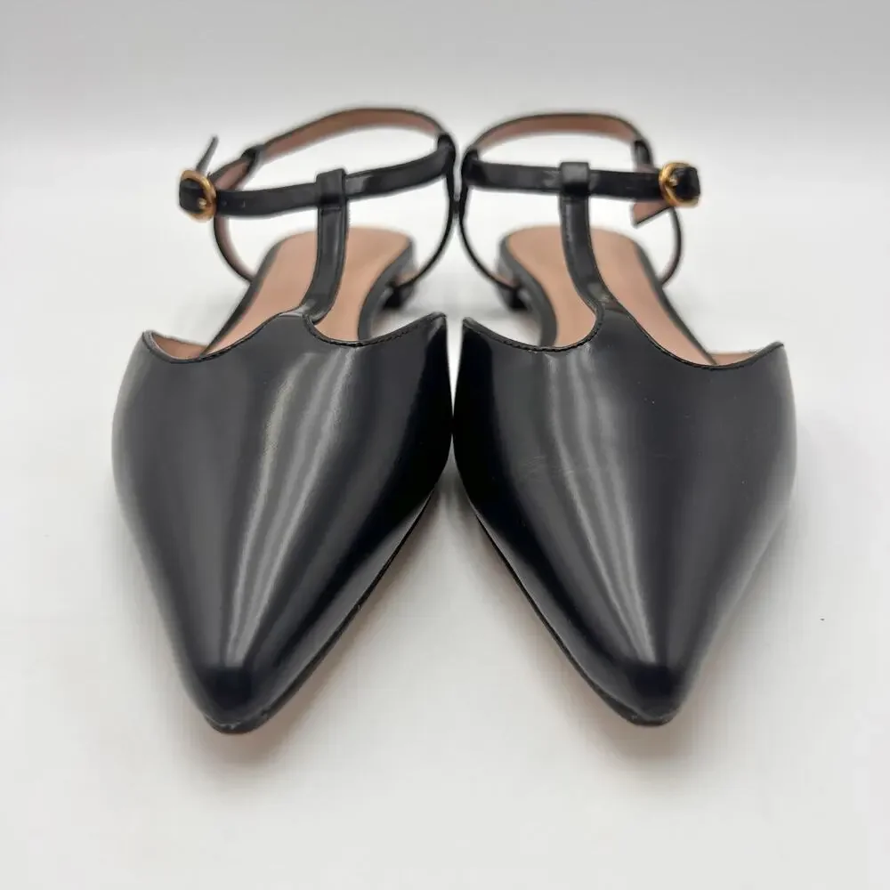 Cole Haan Womens Marlah T-Strap Heels Size 6.5 B Black Leather NWOB